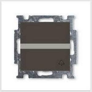 Фото ABB Basic55 2CKA001413A1097 Выключатель одноклавишный (Н.О. контакт, поле для надписи, "звонок", 10 А, под рамку, скрытая установка, chateau-черный)