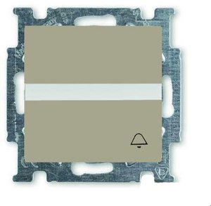 Фото ABB Basic55 2CKA001413A1093 Выключатель одноклавишный (Н.О. контакт, поле для надписи, "звонок", 10 А, под рамку, скрытая установка, шампань)
