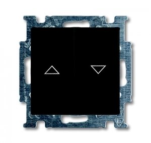 Фото ABB Basic55 2CKA001413A1098 Выключатель двухклавишный жалюзийный (10 А, под рамку, скрытая установка, chateau-черный)