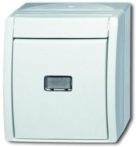 Фото ABB Ocean 2CKA001484A0377 Кнопка без фиксации (10 А, прозрач. линза, IP44, в сборе, открытая установка, альпийский белый)