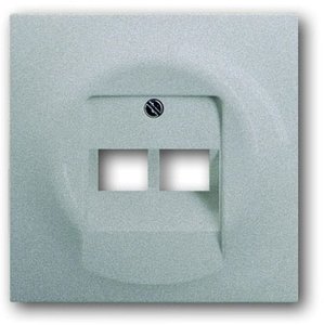 Фото ABB Impuls 2CKA001753A0084 Накладка розетки телефонной/компьютерной (2хRJ11/RJ45, серебристо-алюминиевая)