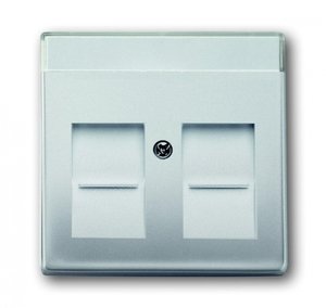 Фото ABB Pure steel 2CKA001710A3767 Крышка розетки телефонной/компьютерной (2хRJ11/RJ45, шторки, сталь)