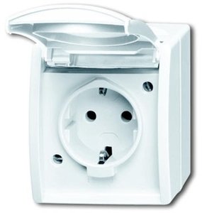 Фото ABB Ocean 2CKA002083A0831 Розетка (16 А, IP44, поле для надписи, в сборе, крышка, о/у, з/к, альпийский-белый)
