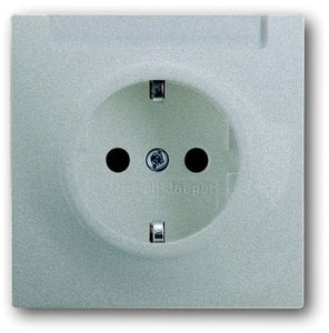 Фото ABB Impuls 2CKA002011A3847 Розетка Schuko (16A, под рамку, с/у, з/к, поле для надписи, серебристо-алюминиевая)