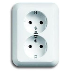 Фото ABB Alpha Exclusive/Alpha Nea 2014-0-1064 Розетка двойная (16 А, в сборе, с/у, з/к, белая матовая)