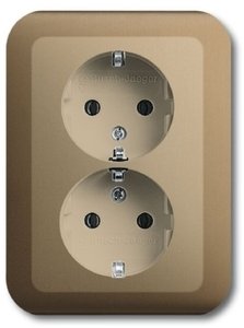 Фото ABB Alpha Exclusive/Alpha Nea 2014-0-1056 Розетка двойная (16 А, в сборе, с/у, з/к, бронза)