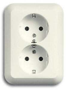 Фото ABB Alpha Exclusive/Alpha Nea 2014-0-1346 Розетка двойная (16 А, в сборе, с/у, з/к, слоновая кость)
