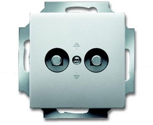Фото ABB Pure steel 2CKA002495A0090 Розетка двойная для выравнивания потенциалов ( с/у, стальной)