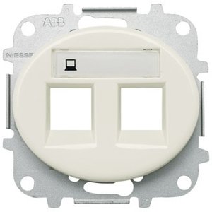 Фото ABB Tacto 5518.2 BL Накладка розетки информационной двойной с суппортом (поле для надписи, белая)
