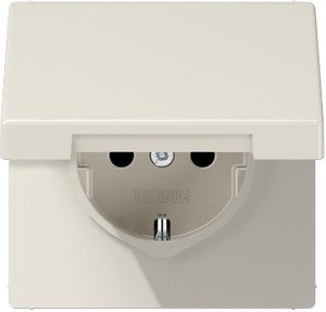 Фото Jung LS990 LS1521KL Розетка с заземляющим контактом (16 А, под рамку, винт. клеммы, крышка, скрытая установка, слоновая кость)