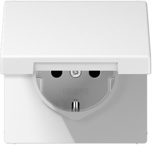 Фото Jung LS990 LS1521KLWW Розетка с заземляющим контактом (16 А, под рамку, винт. клеммы, крышка, скрытая установка, белая)