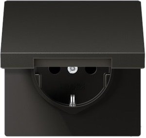 Фото Jung LS990 AL1521KLAN Розетка с заземляющим контактом (16 А, под рамку, винт. клеммы, крышка, скрытая установка, антрацит)
