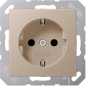 Фото Jung A500 A1521CH Розетка с заземляющим контактом (16 А, под рамку, скрытая установка, шампань)
