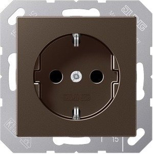 Фото Jung A500 A1521MO Розетка с заземляющим контактом (16 А, под рамку, скрытая установка, мокко)