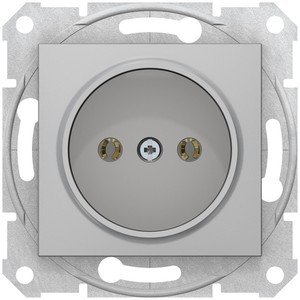 Фото Schneider Electric Sedna SDN2900260 Розетка без заземляющего контакта (16 А, быстрозажим. контакты, под рамку, скрытая установка, алюминий)