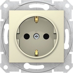 Фото Schneider Electric Sedna SDN3001747 Розетка с заземляющим контактом (16 А, быстрозажим. контакты, под рамку, скрытая установка, шторки, бежевая)