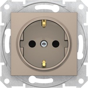 Фото Schneider Electric Sedna SDN3001768 Розетка с заземляющим контактом (16 А, быстрозажим. контакты, под рамку, скрытая установка, шторки, титан)