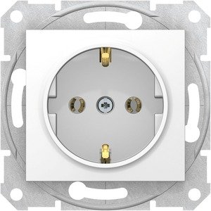 Фото Schneider Electric Sedna SDN3001821 Розетка с заземляющим контактом (16 А, быстрозажим. контакты, под рамку, скрытая установка, белая)