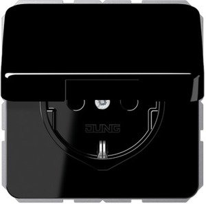 Фото Jung CD500 CD1520BFKLSW Розетка с заземляющим контактом (16 А, ударопрочная, под рамку, крышка, скрытая установка, черная)