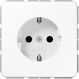 Фото Jung CD500 CD1520KIWW Розетка с заземляющим контактом (16 А, под рамку, шторки, скрытая установка, белая)