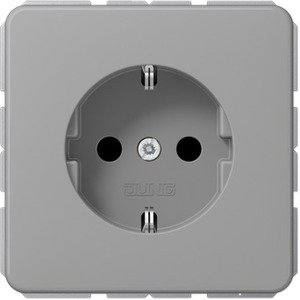 Фото Jung CD500 CD1520BFKIGR Розетка с заземляющим контактом (16 А, под рамку, шторки, скрытая установка, серая)