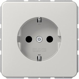 Фото Jung CD500 CD1520BFKILG Розетка с заземляющим контактом (16 А, под рамку, шторки, скрытая установка, светло-серая)