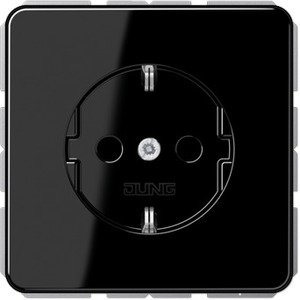Фото Jung CD500 CD1520BFKISW Розетка с заземляющим контактом (16 А, под рамку, шторки, скрытая установка, черная)