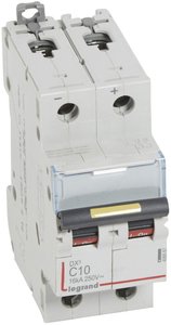 Фото Legrand DX3 409567 Автоматический выключатель двухполюсный 10А (10 кА, C)