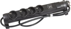 Фото Legrand ''Комфорт и безопасность'' 694616 Сетевой фильтр 2хUSB+4x2К+З 1.5 м (16 А, з/к, черный)