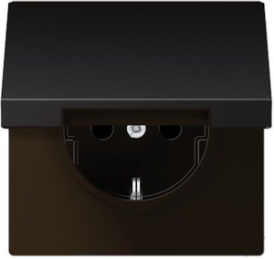Фото Jung LS990 AL1520KIKLD Розетка с заземляющим контактом (16 А, под рамку, крышка, шторки, скрытая установка, dark)