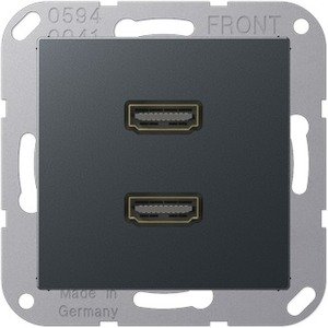 Фото Jung MAA1133ANM Розетка информационная (2хHDMI, под рамку, скрытая установка, матовый антрацит)