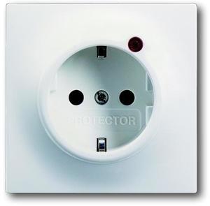 Фото ABB Impuls 2011-0-3894 Розетка Schuko (16A, под рамку, с/у, з/к, защита от перенапряжения, белый бархат)
