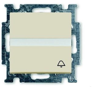 Фото ABB Basic55 2CKA001413A1087 Выключатель одноклавишный (Н.О. контакт, поле для надписи, "звонок", 10 А, под рамку, скрытая установка, слоновая кость)