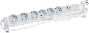Фото Legrand ''Комфорт и безопасность'' 694617 Сетевой фильтр 2хUSB+6x2К+З 1.5 м (16 А, з/к, белый)