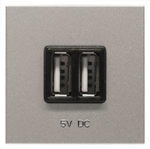 Фото ABB Zenit 2CLA228500N1301 Зарядное устройство (2хUSB, под рамку, скрытая установка, серебро)