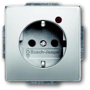 Фото ABB Pure steel 2011-0-3853 Розетка Schuko (16A, защита от перенапряжения, под рамку, с/у, з/к, сталь)
