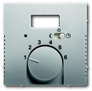 Фото ABB Pure steel 1710-0-3762 Накладка терморегулятора поворотного (окошко, с переключателем, сталь)