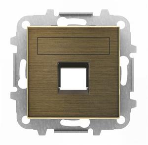Фото ABB Sky Niessen 2CLA851810A1201 Крышка с суппортом розетки компьютерной/телефонной (RJ45/RJ12, античная латунь)