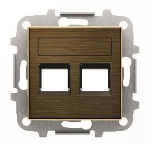 Фото ABB Sky Niessen 2CLA851820A1201 Крышка с суппортом розетки компьютерной/телефонной (2хRJ45/RJ12, античная латунь)