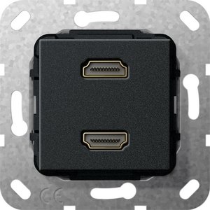 Фото Gira System55 567110 Розетка HDMI (2хHDMI, под рамку, скрытая установка, черная матовая)