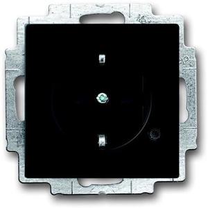 Фото ABB Future Linear 2CKA002013A5330 Розетка с заземляющим контактом (16A, LED-подсветка, шторки, под рамку, скрытая установка, черный бархат)