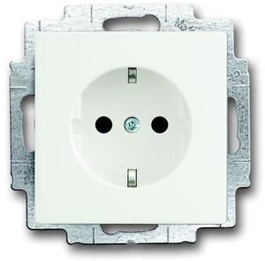Фото ABB Future Linear 2CKA002013A5326 Розетка с заземляющим контактом (16A, подсветка, под рамку, скрытая установка, шторки, белый бархат)