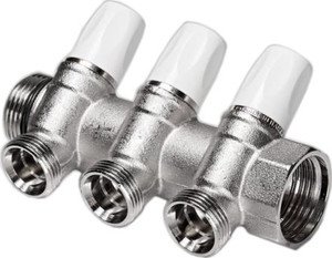 Фото REHAU RAUTITAN 11316451001 Коллектор (1" НР, 3 x 3/4" НР, латунь)