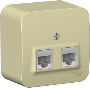 Фото Schneider Electric Blanca BLNIA045457 Розетка двойная компьютерная (2xRJ45, в сборе, открытая установка, бежевая)