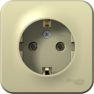 Фото Schneider Electric Blanca BLNRA010117 Розетка одинарная с заземляющим контактом (16 А, IP20, в сборе, открытая установка, бежевая)