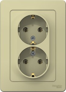 Фото Schneider Electric Blanca BLNRS001027 Розетка двойная с заземляющим контактом (16 А, IP20, в сборе, скрытая установка, бежевая)
