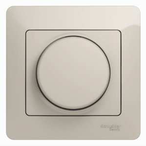 Фото Schneider Electric Glossa GSL000937 Светорегулятор поворотно-нажимной (630 Вт, в сборе, возм. упр. с 2х мест, с/у, с возм. о/у, молочный)