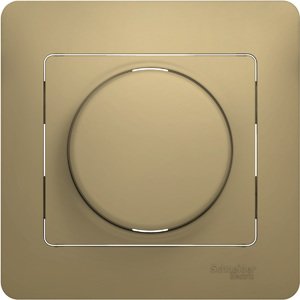Фото Schneider Electric Glossa GSL000437 Светорегулятор поворотно-нажимной (630 Вт, в сборе, возм. упр. с 2х мест, с/у, с возм. о/у, титан)