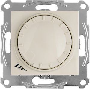 Фото Schneider Electric Sedna SDN2201247 Светорегулятор поворотно-нажимной (400 Вт, под рамку, возм. упр. с 2х мест, с/у, с возм. о/у, бежевый)