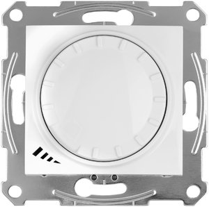 Фото Schneider Electric Sedna SDN2201221 Светорегулятор поворотно-нажимной (400 Вт, под рамку, возм. упр. с 2х мест, с/у, с возм. о/у, белый)